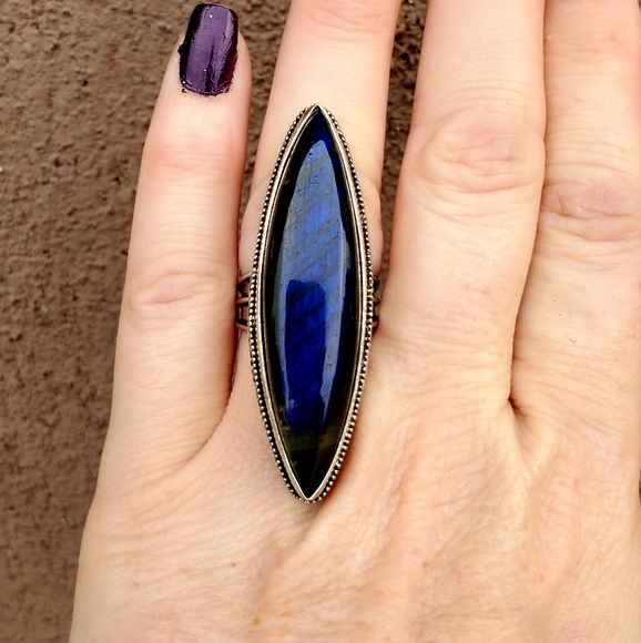 New Huge Labradorite 925 Silver Statement Ring. - Picture 10 of 16